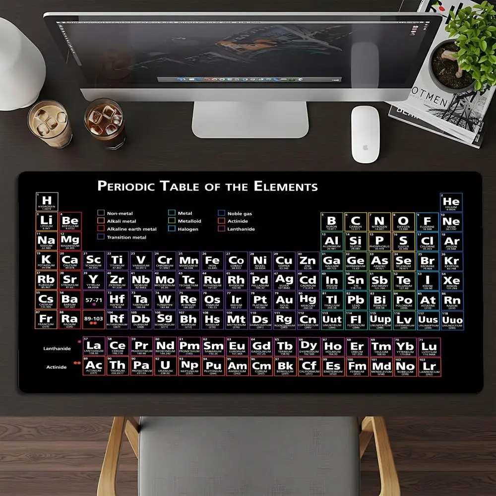 Large XXL Periodic Table Gaming Mouse Pad Neon Deskmat Non‑Slip Rubber Keyboard Mat Pc Game Desk Mats Gamer Computer Mousepad