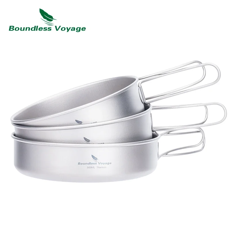 

Boundless Voyage Titanium Camping Cookware Kit Bowl Pan Pot Set Ultralight Outdoor Travel Picnic Cooking Frying Pan Plates Pans