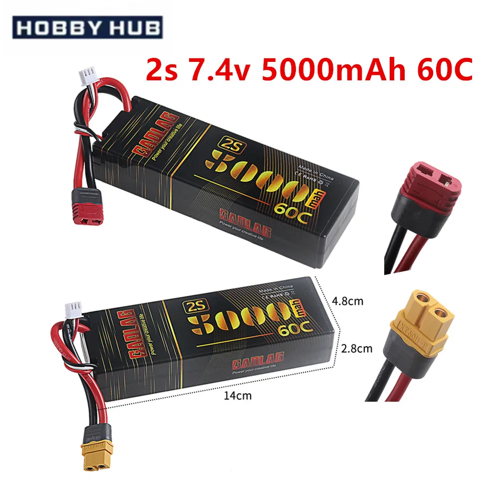 7.4v 5000mAh Lipo battery for RC helicopter parts 2s lithium battery 7.4v 60C RC aircraft cars Drones battery T /XT60 Plug