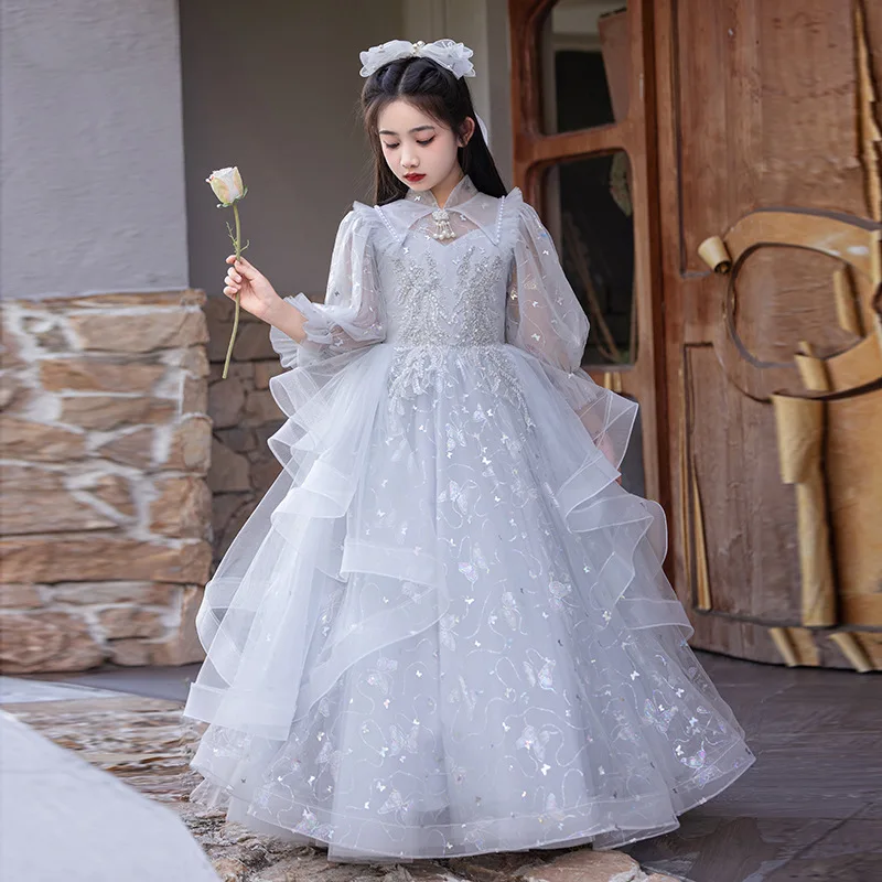 Girls' Dress High-End Luxury Niche Children's Birthday Princess Dress Spring and Autumn Performance Beautiful Piano Performance