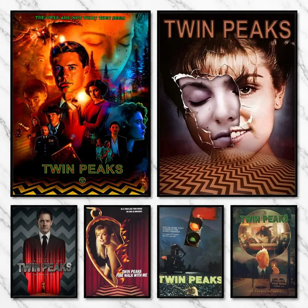 Twin Peaks 90s Mystery Series Cult Classic Entertainment Poster Modern Self Adhesive Wall Art Prints for Bedroom Living Room