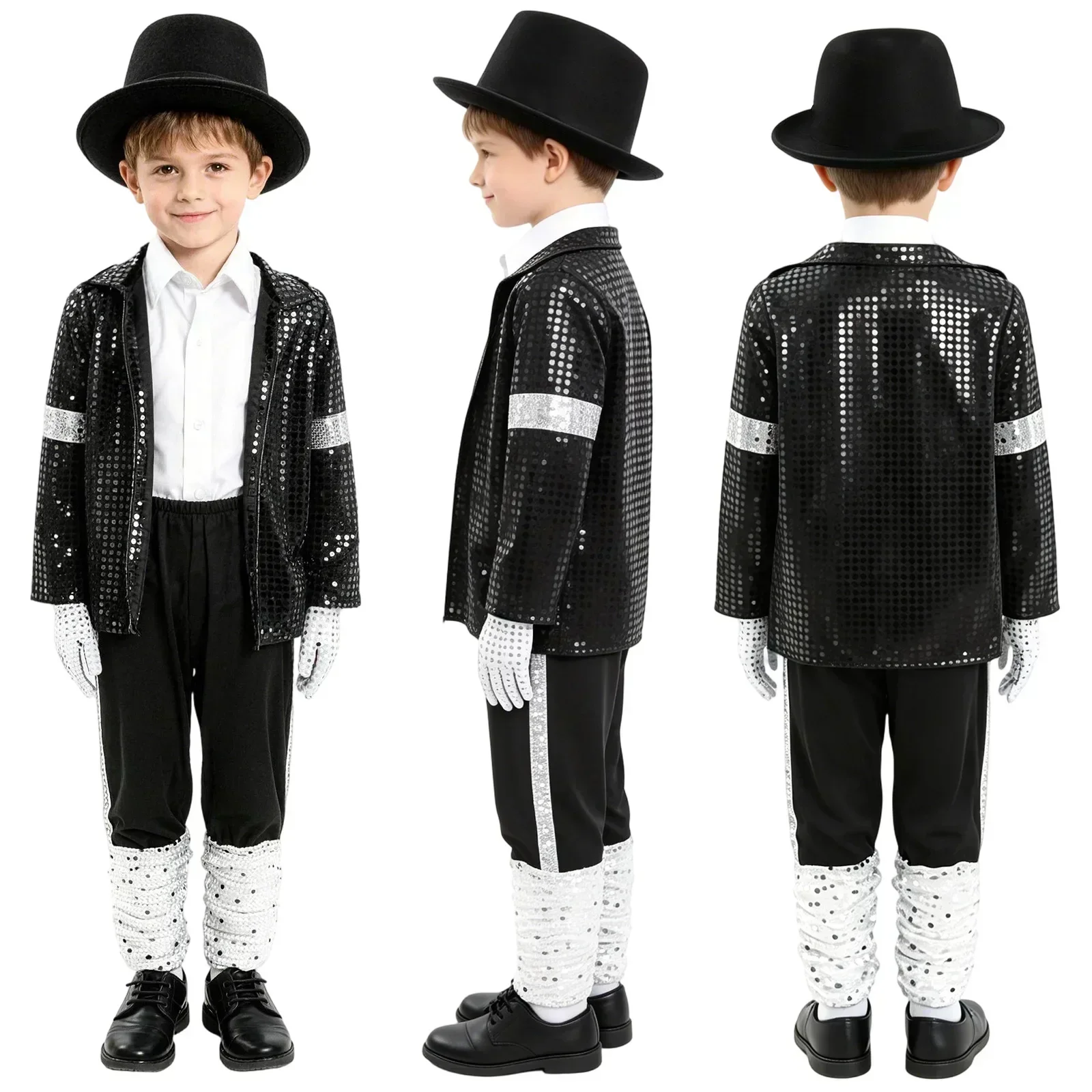 2026 Kinder Cosplay 80er 90er Moonwalk Kostüm Superstar Sänger Outfits Karneval Bühnentanz Cosplay Halloween Party Kleidung – Detail 12
