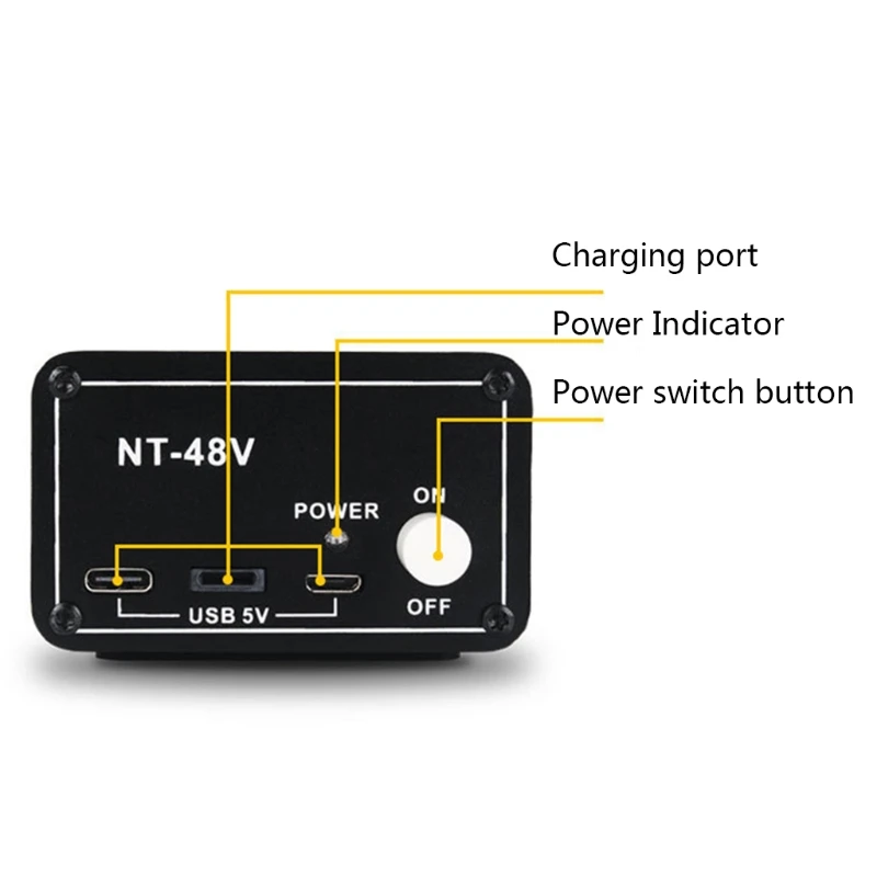 Recarregável estável Power Supply, baixo ruído para Karaoke, Instrumentos Musicais, Live Broad, 48V