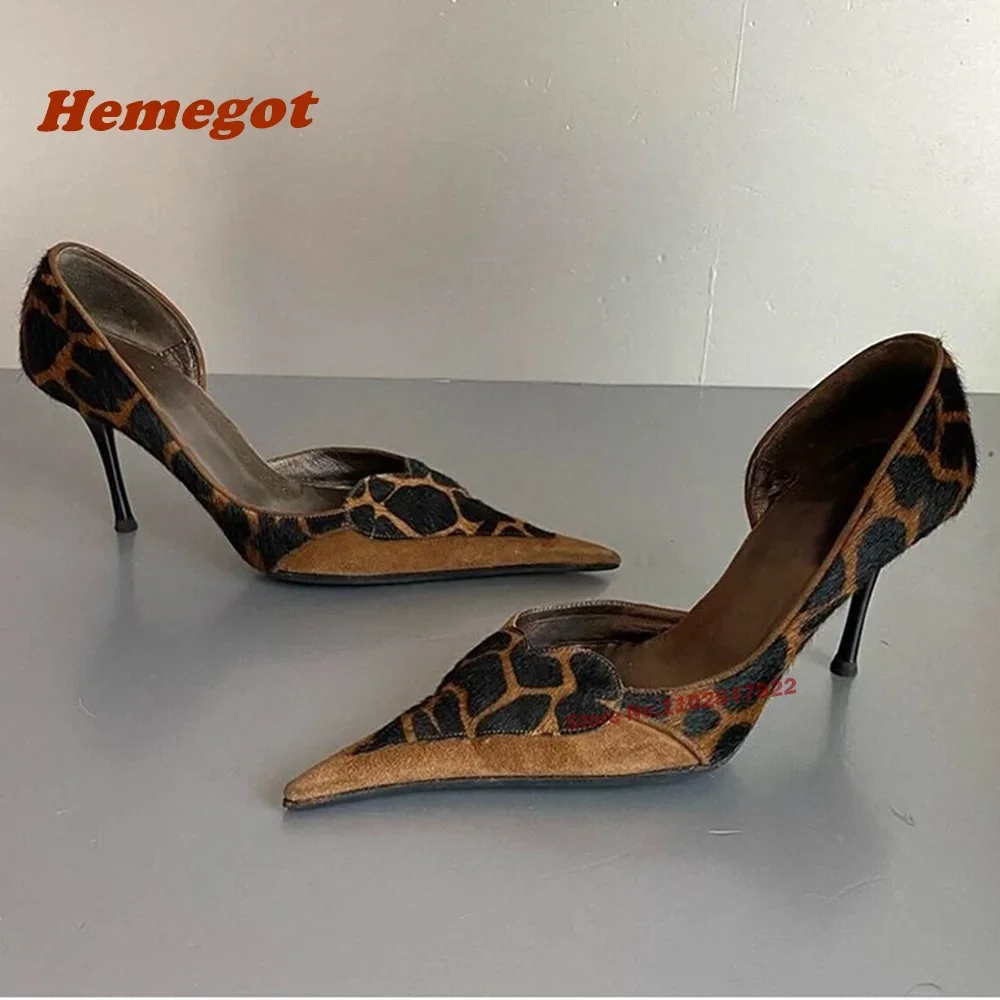 Spicy Girls Pointy Toe Leopard Pumps Stiletto Heels Shallow Side Air High Heels 2024 Newest Sexy Party Shoes Elegant Women