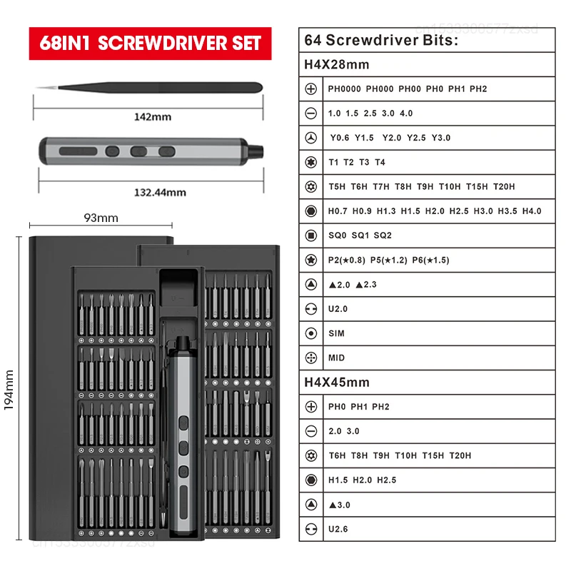 Xiaomi Multifunctional Electric Screwdriver Set Wireless Drill With LED Lights Kit Rechargeable Screw Driver household Hand Tool