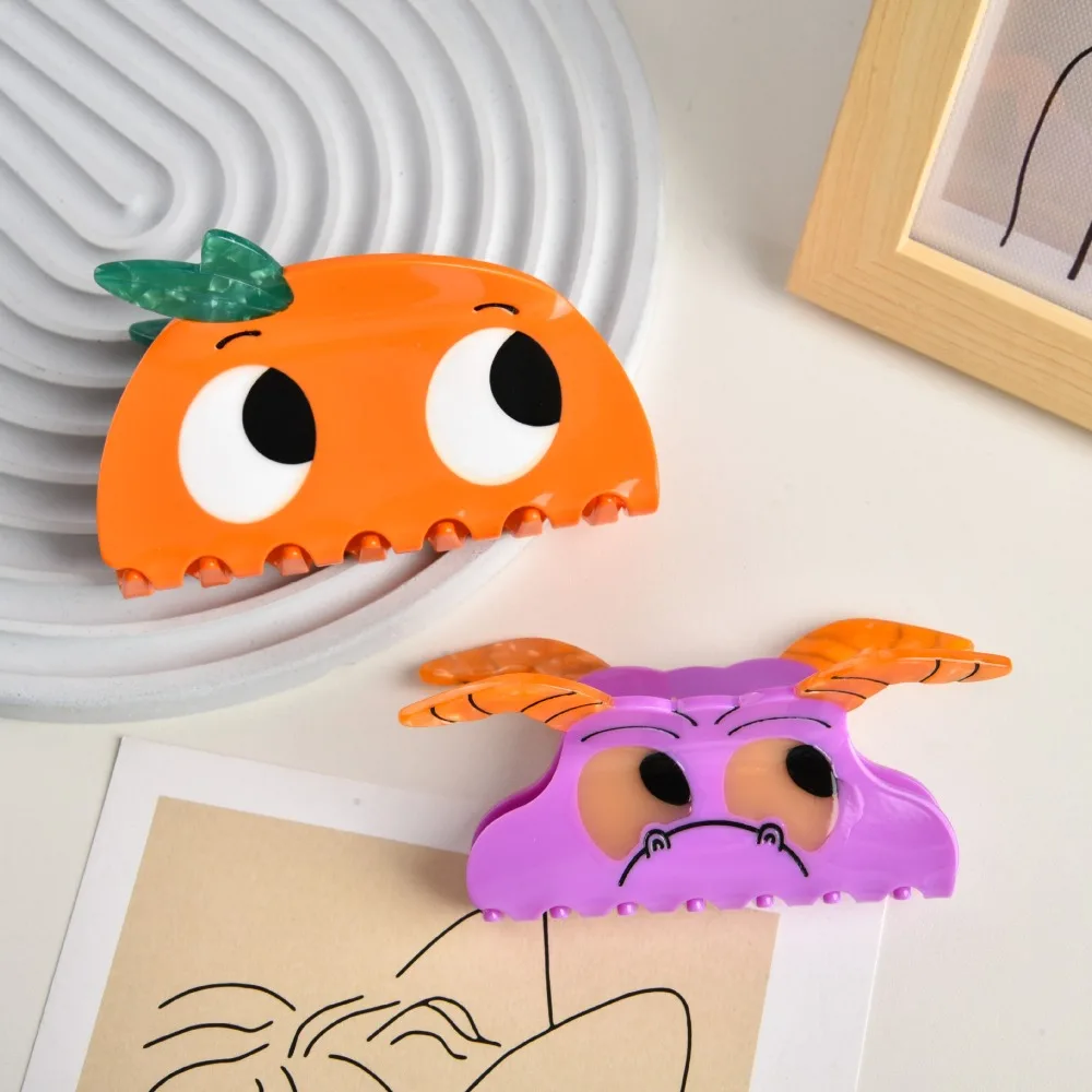 Милый оранжевый зажим для волос с когтями 2024, зажим для волос большого размера с дьявольским крабом, модный креативный мультяшный головной убор, женский аксессуар для волос для девочек