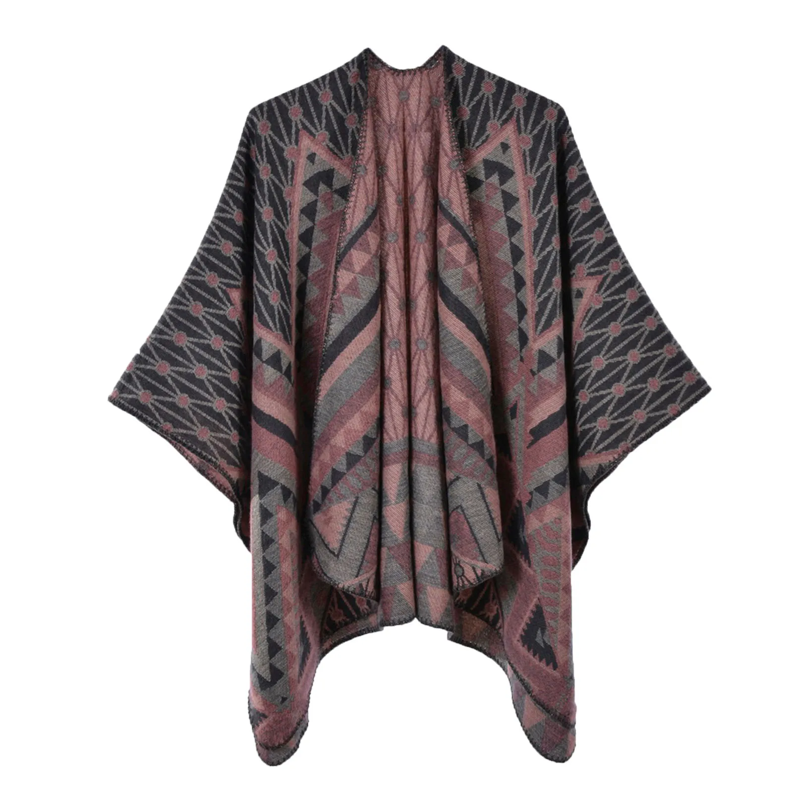 Women's Warm Shawl Wrap Patterns Printed Open Front Knitted Winter Thick Cardigans Women Coat Autumn Winter Jackets