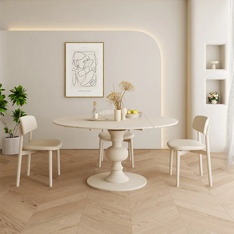 French-style Dining Tables Cream-colored Multi-functional Dining Tables Wood Granite Home Furniture Mesas De Comedor ZY40CZ