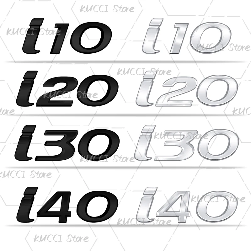 3D Car Sticker I30 I40 I10 I20 Logo Metal Emblem Badge Decals For N Line Elantra Santa Fe Sonata Kona Solaris Accent