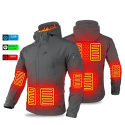 Winter Jacket Hooded Electric Heated Jacket USB Heating Jackets Camping Warm Winter Coat Heated Clothes M-4XL