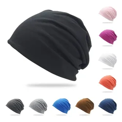 New Autumn Winter Women's Plain Beanie Hat Thin Breathable Outdoor Knitted Baggy Beanies Skullies Casual Skull Cap Chemo Cap