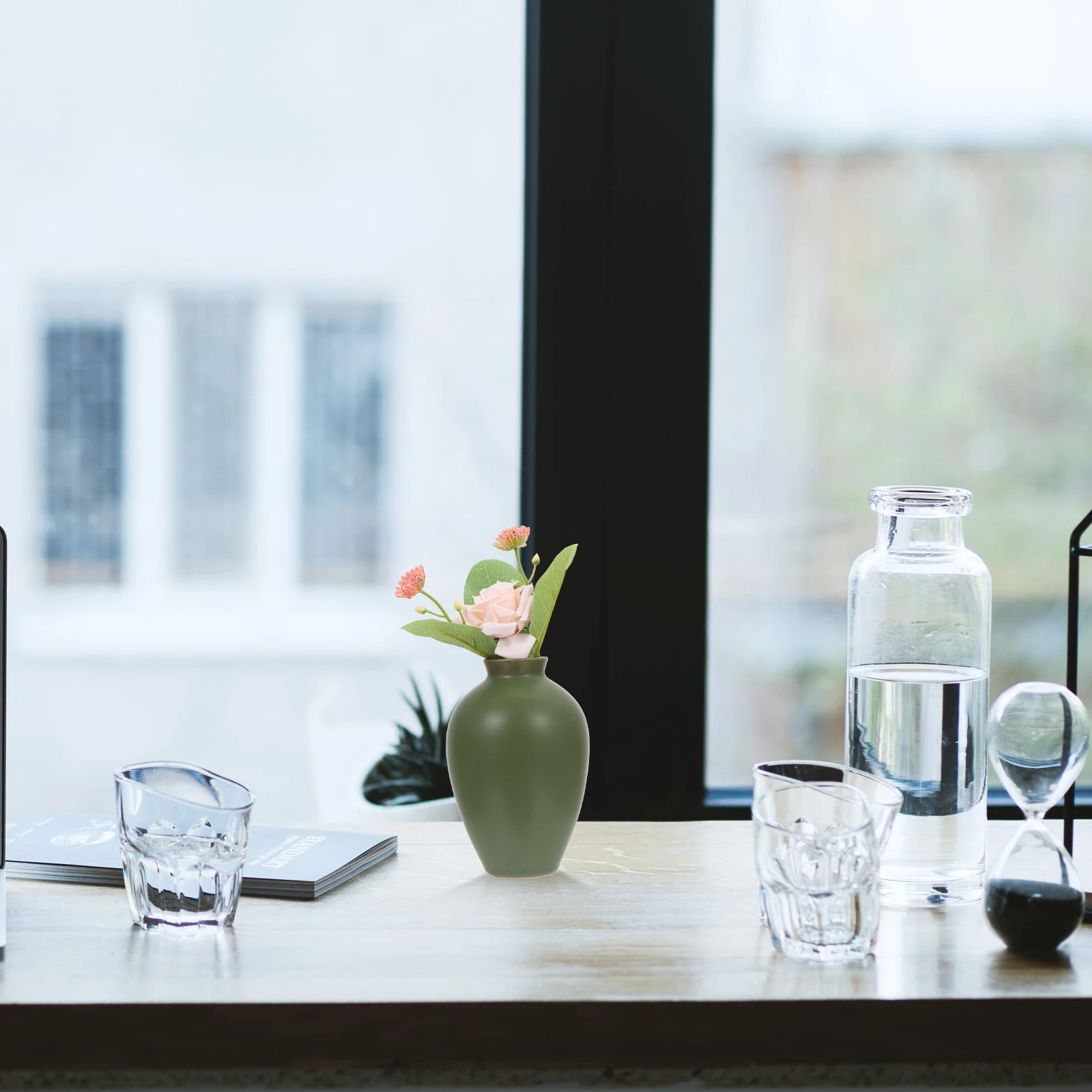 

1Pcs Zen Ceramic Vase Elegant Home Decoration Simple Floral Arrangement Desktop Vase Ornament for Tabletop Decor