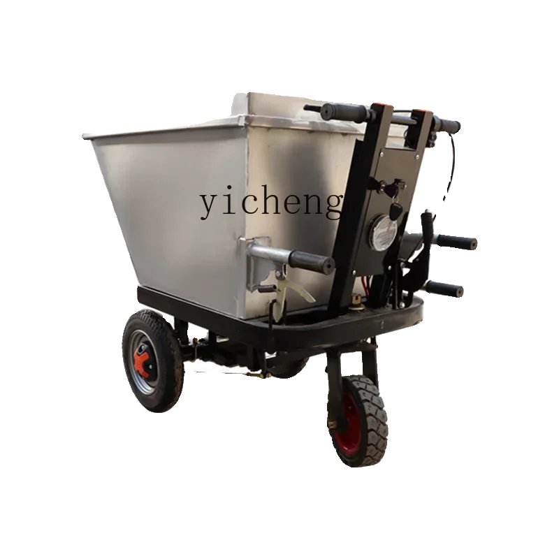 

Farm Electric Stainless Steel White Steel Trolley Handling Feed Three Wheel Tipping Bucket
