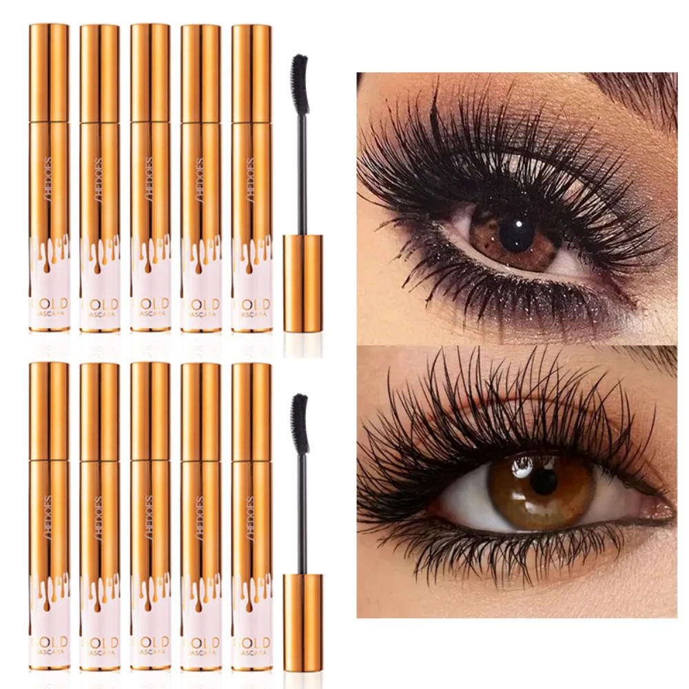 12 قطعة ماسكارا ثلاثية الأبعاد إطالة الرموش ماسكارا سوداء إطالة فرشاة الماسكارا ماكياج الجمال تأثير طويل ماسكارا ذهبية