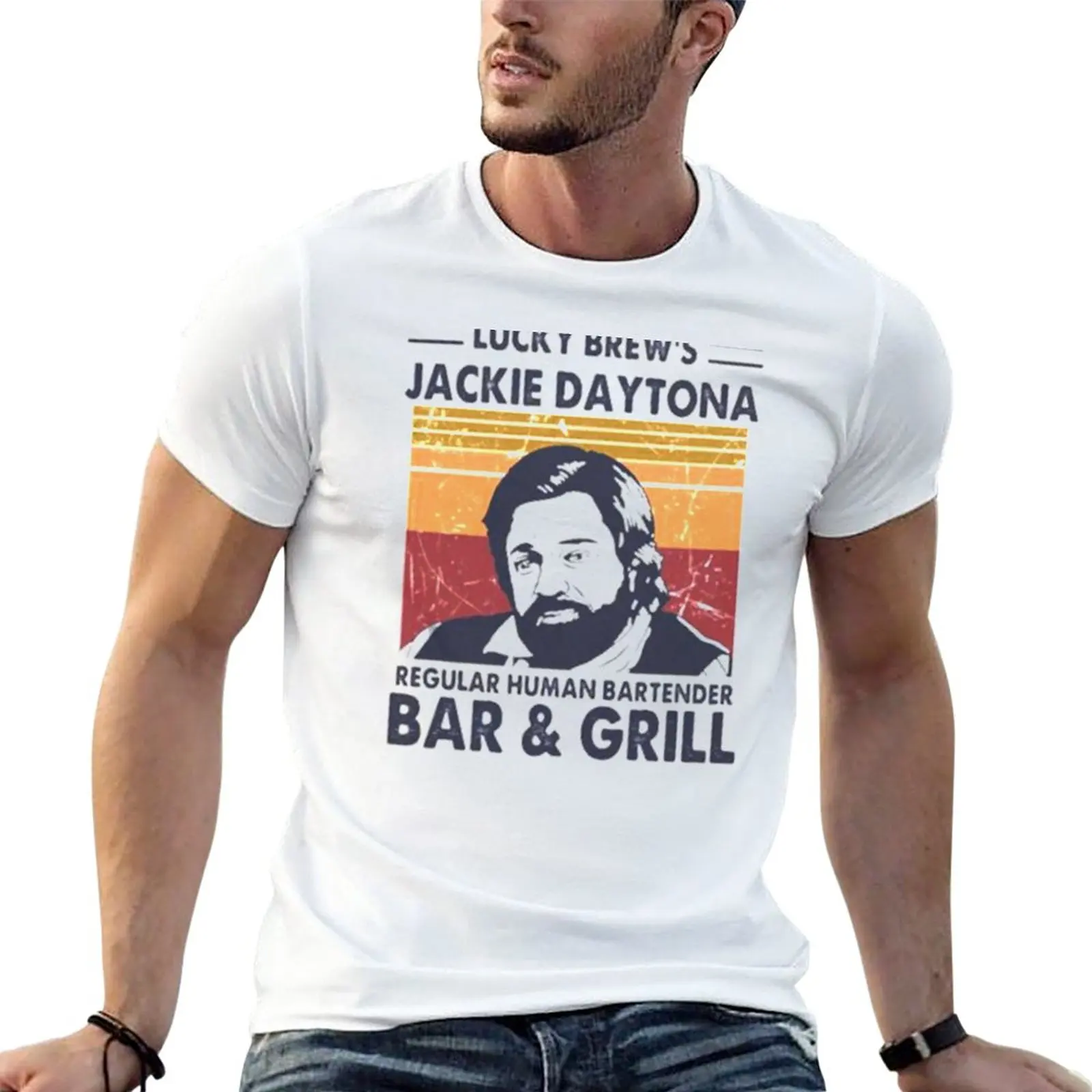 New Lucky Brews Jackie Daytona Regular Human Bartender Bar And Grill Vintage Retro T-Shirt summer clothes mens clothing