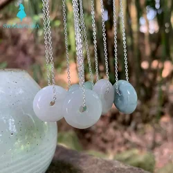Natural Burma Jade Pendant Necklace Round Donut Lucky Men's and Women's Grade A Jade Pendant Jewelry