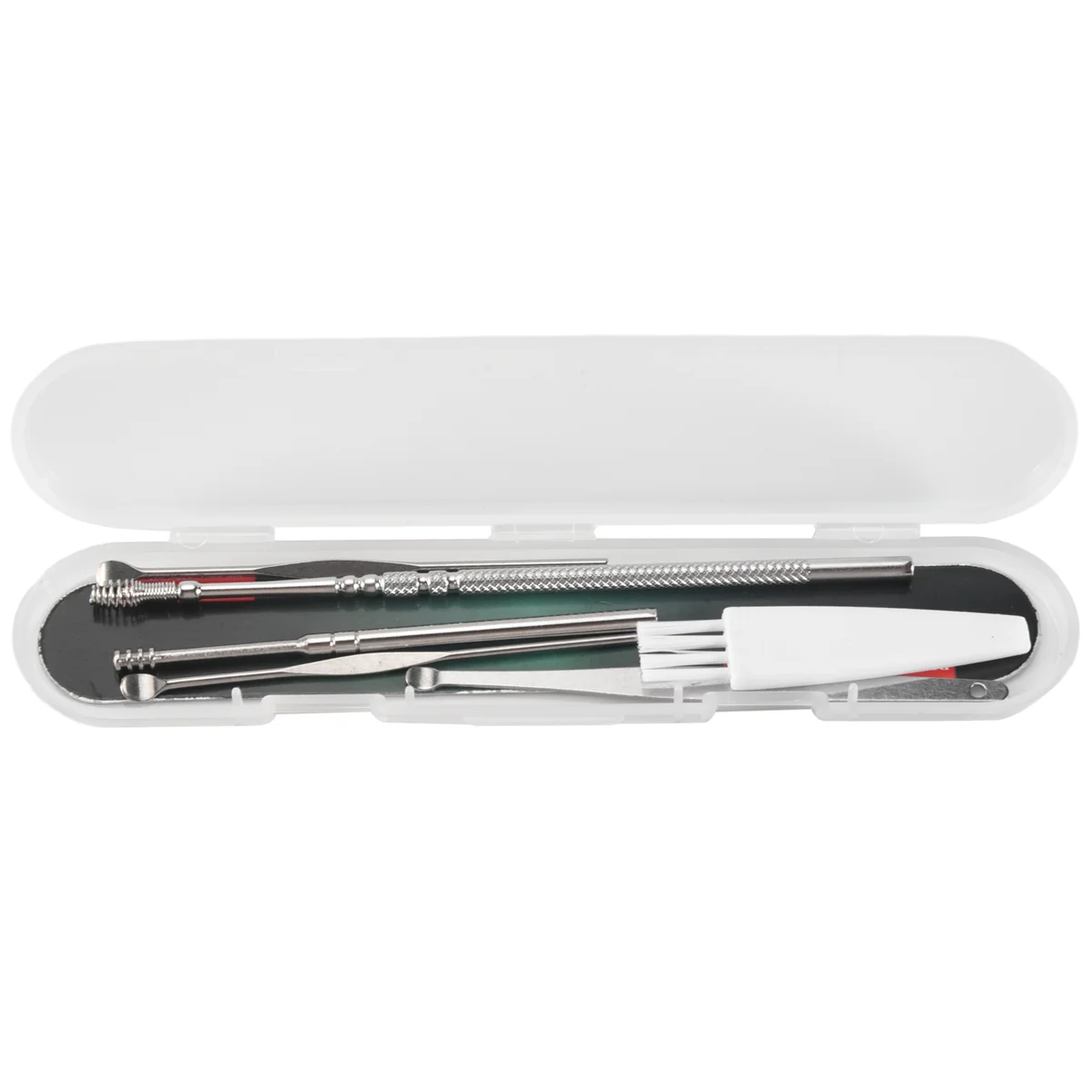 Set di 6 raccoglitori per le orecchie in acciaio inossidabile Earpick cerume Curette Remover Spoon Spiral Ear Clean Tool con custodia