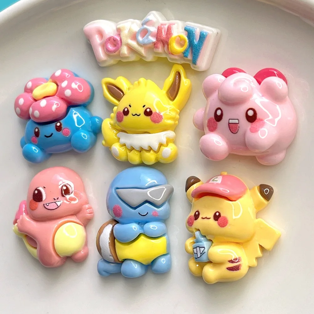 Pokรฉmon Pikachu Dos Desenhos Animados Resina Flatback Suprimentos, DIY Kawaii Acessรณrios, Artesanato Materiais, Scrapbooking Embellishment, 5Pcs
