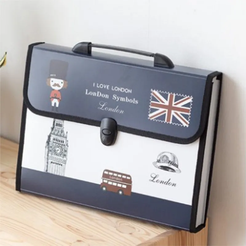 

Cute Portable Expandable Accordion 12 Pockets A4 File Folder Expanding Wallet Document Briefcase