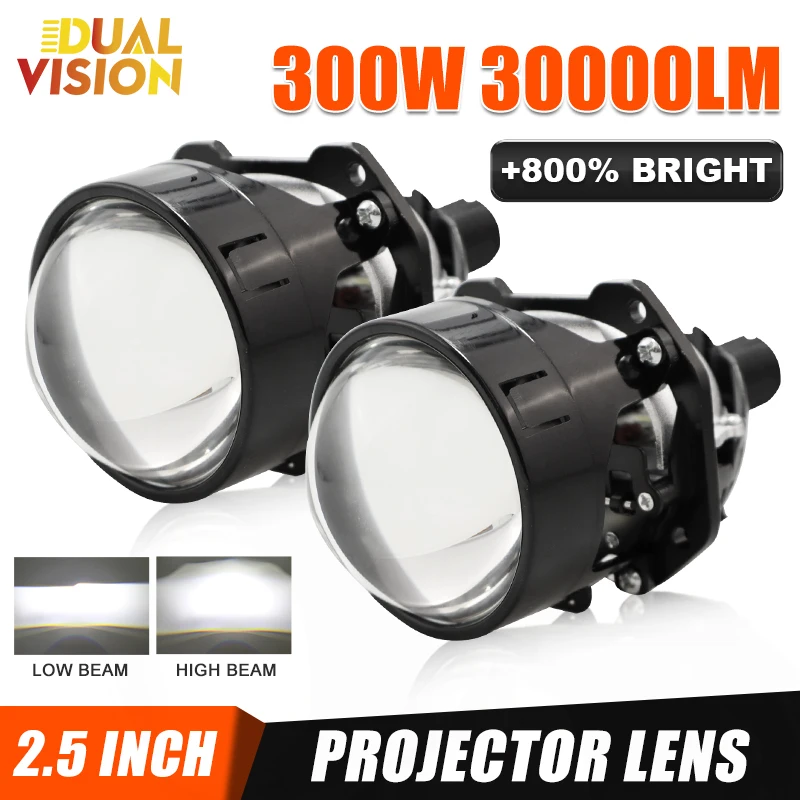

LED Projector Lens 2.5 Inch Bi LED High Low Beam Lights for H4 H7 9005 9006 Car Headlight Bulbs LHD Auto Diodes Turbo H7 Tuning