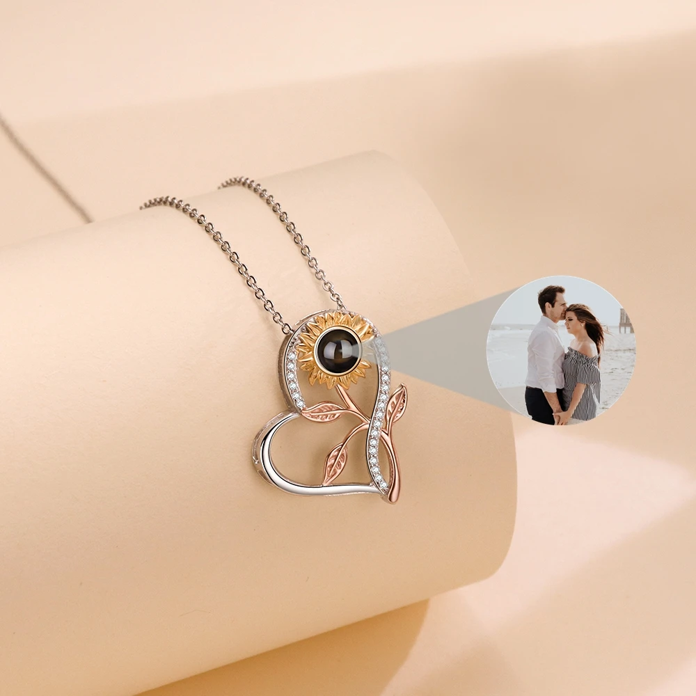 الزهور القلب قلادة قلادة للنساء مخصص صور الإسقاط صورة قلادة شخصية هدية عيد ميلاد صديقة المجوهرات #4