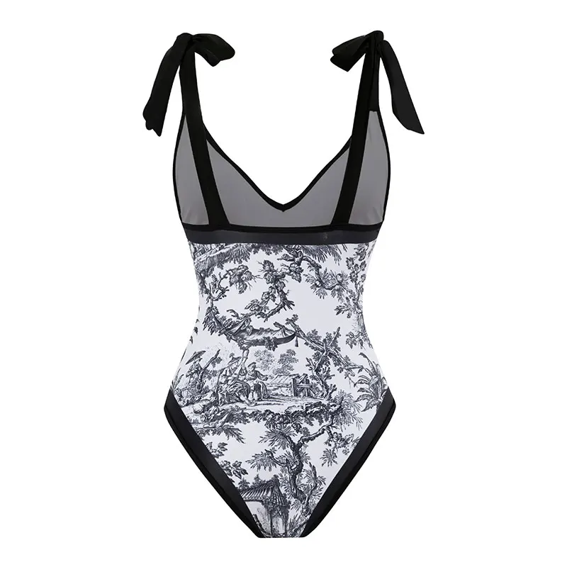 CPUTAN Deep V Bikini Set 2024 Sexy Women One Piece Swimsuit with Sarong Dress Vintage Swimwear Skirt Cover Brazilian Beachwear