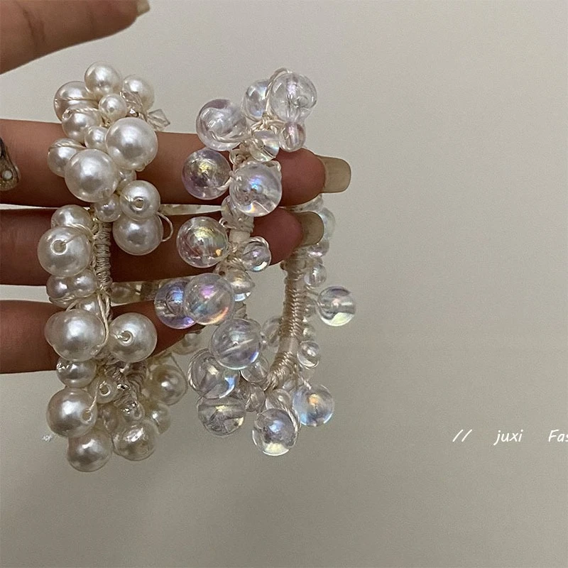 

Premium Pearl Hair Ring for Women High Elastic Strong Durable Ponytail Holder Daily Wear Elegant Stylish Elastic Band