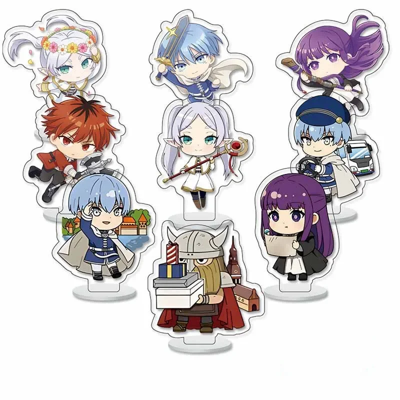 9pcs/Set Frieren: Beyond Journey\'s End Keychain Frieren at the Funeral Figure Acrylic Stand Model Plate Desk Decor Standing Sign