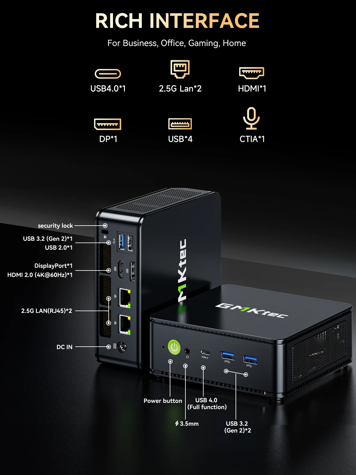GMKtec M6 Ultra Mini PC AMD Ryzen 5 7640HS Windows 11 Pro 2.5G Dual LAN WiFi 6E BT 5.2 Desktop Computer USB 4.0 Mini PC