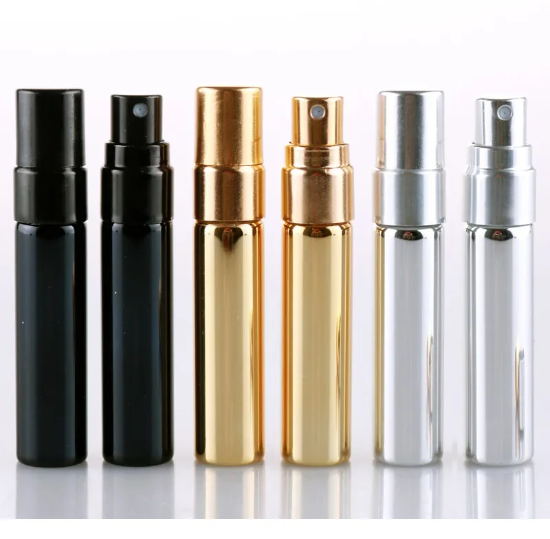 

50pcs/lot 5ML Portable Refillable Glass Perfume Bottle With Aluminum Sprayer Empty Cosmetic Parfume Vial For Traveler