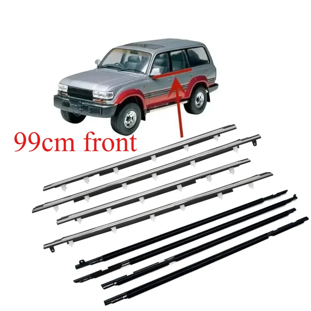 4 Pcs Chrome Or Black Window Glass Rubber for Toyota Land Cruiser LC80 LX450 1991-1998 4870mm Length 75730-60020