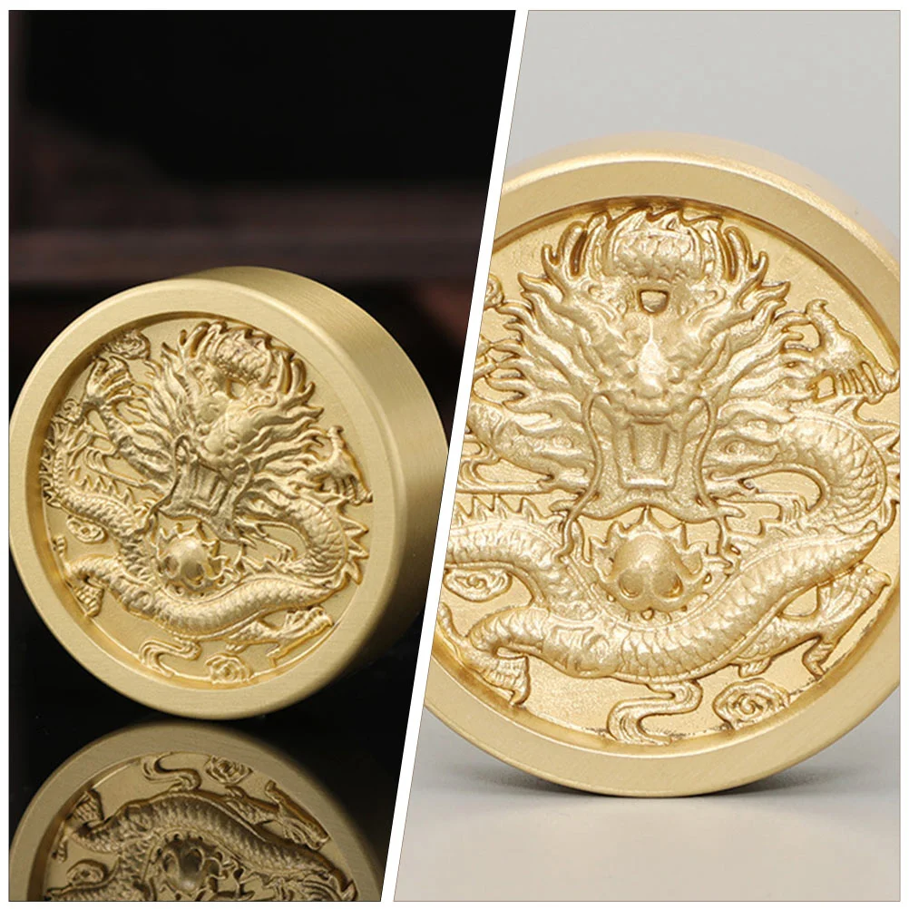 Brass Ruler Paperweight Chinese Calligraphy Supplies Creative Round Desktop Copper Office