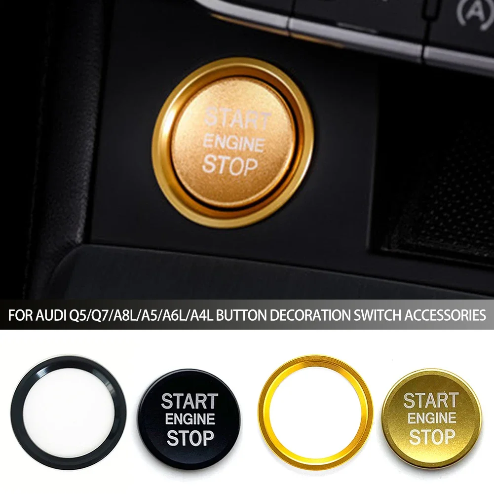 Para audi a4 a5 b9 b8 bt a7 c7 4gb q5 8r auto motor start stop botão capa anel de ignição decoração acessórios do carro