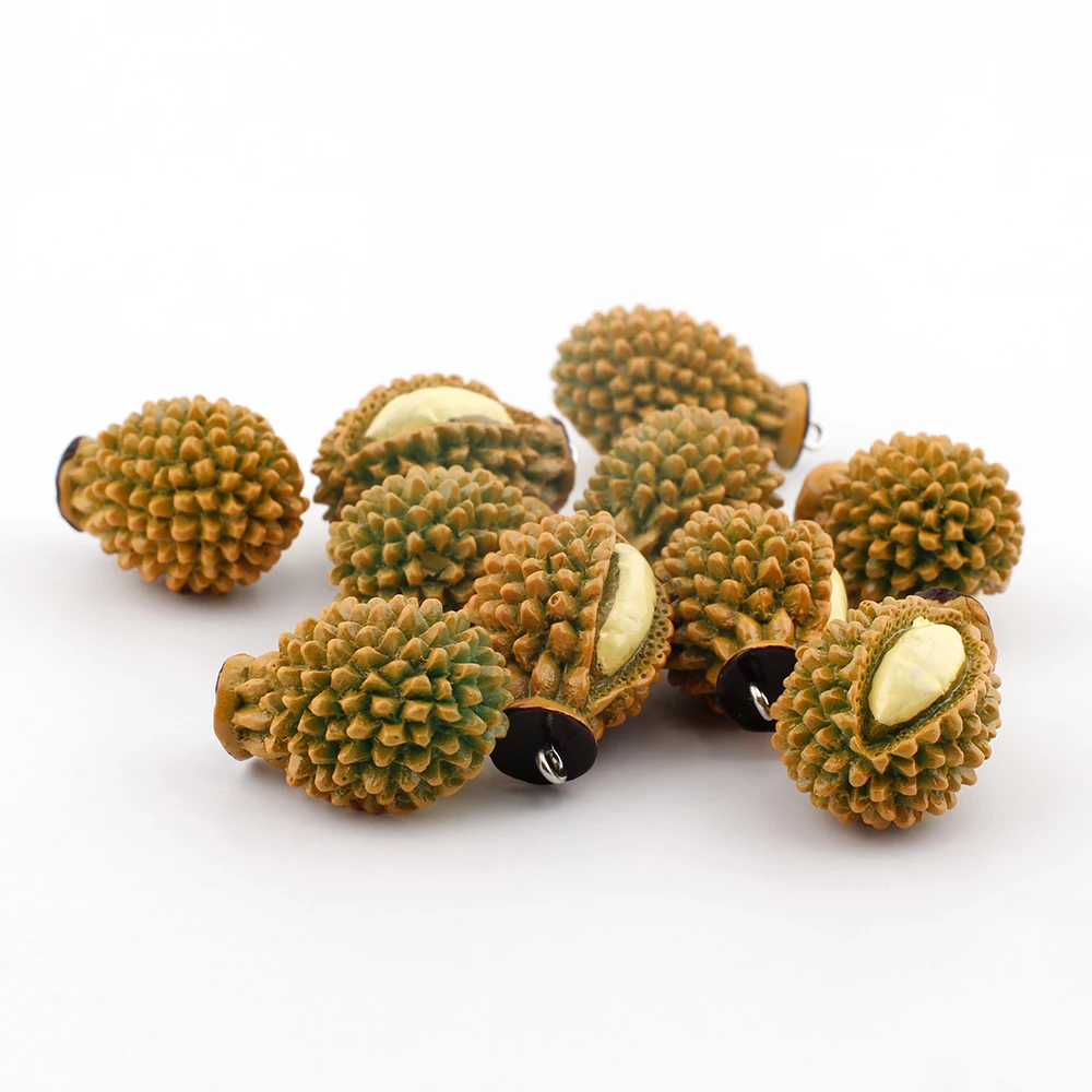 6pcs Durian Fruits Food Charms Cute Kawaii Resin Pendant Charms for Earrings Keychain Necklace Jewelry Making Diy Accessories