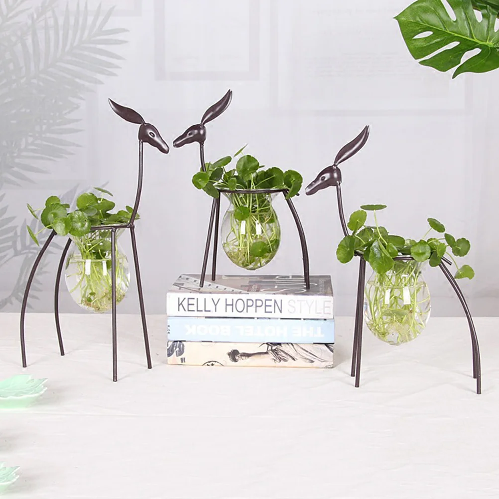 

Deer-Shaped Iron Display Stand Iron Deer Flowerpot Pothook Holder Creative Plant Stand for Mini Garden Home Decoration