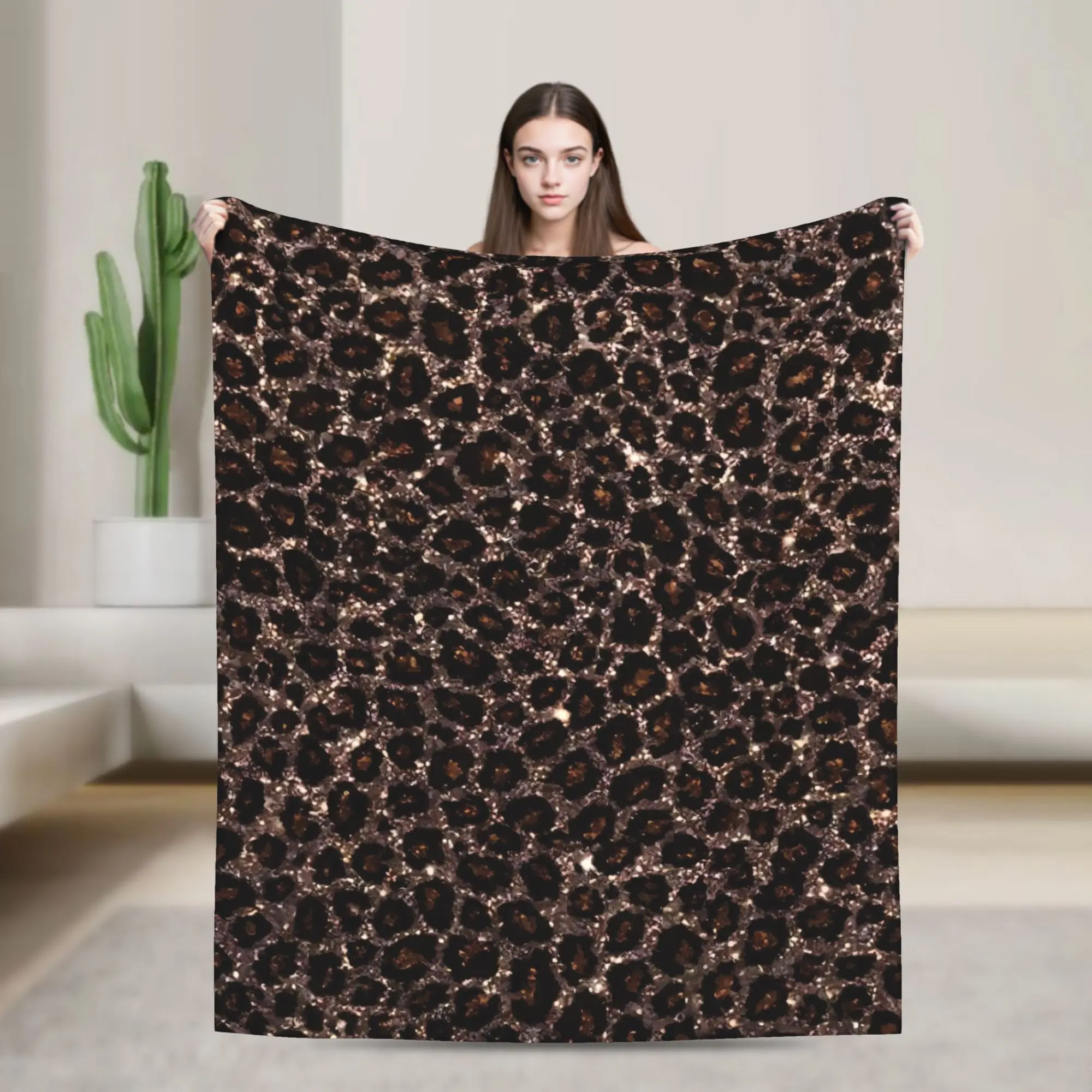 Retro Brown Leopard Blanket Quality Warm Soft Animal Bedding Throws Spring Travel Living Room Novelty Bedspread