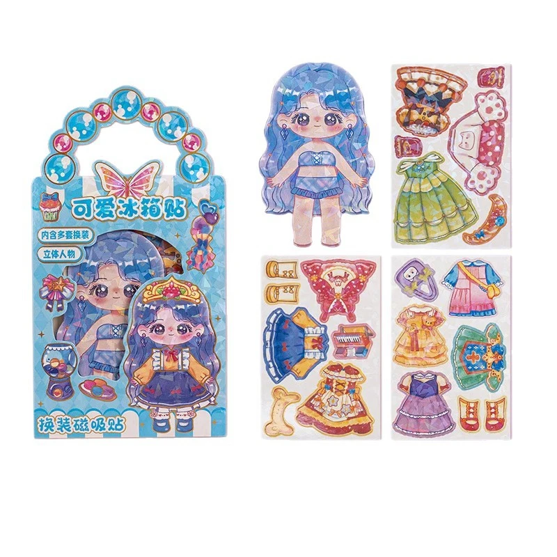 Creative Cute Princess Dress-Up Magnetic Stickers for Kids Girl Imaginative Play DIY Materials Cartoon Refrigerator Magnet