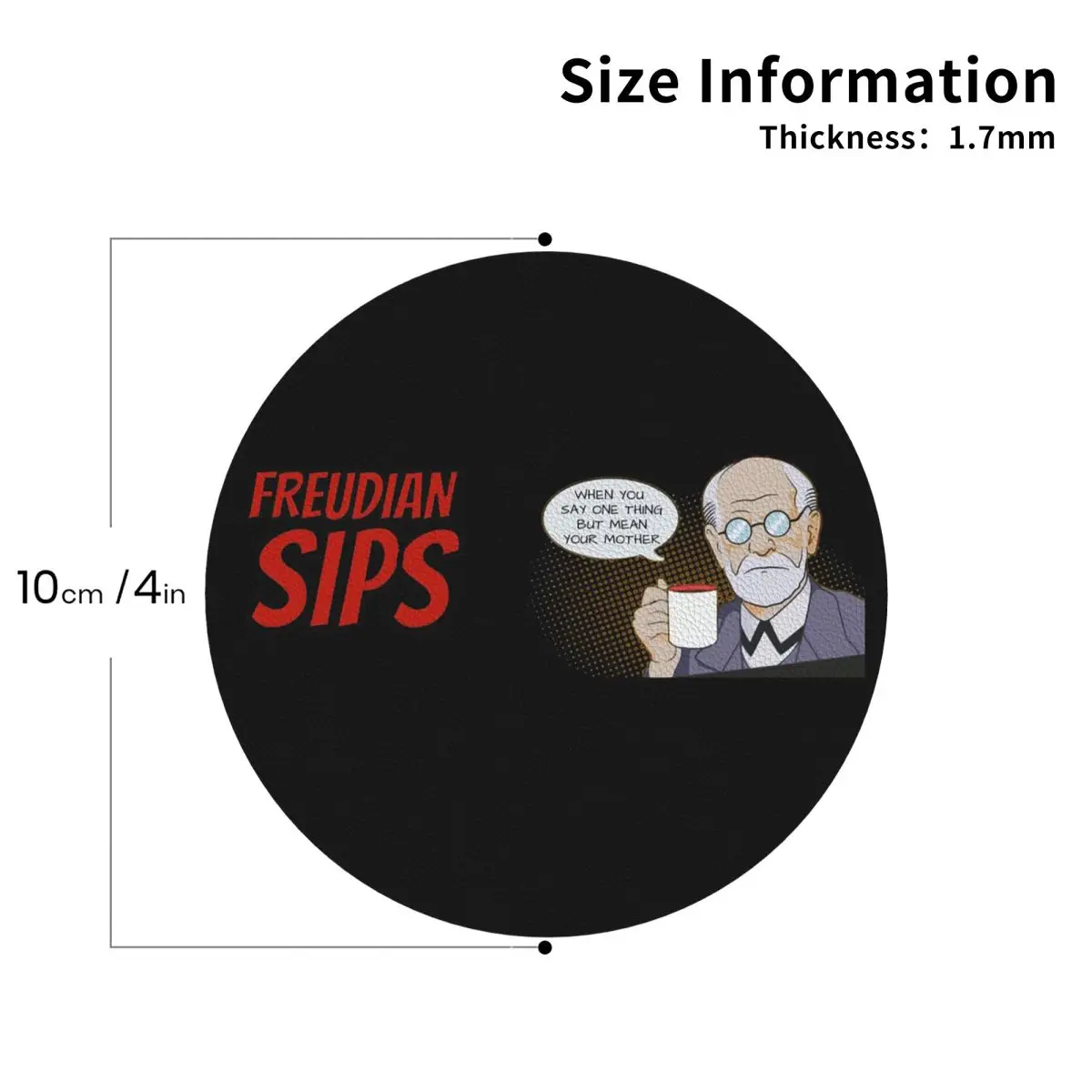 Freudian Sips- Psychology Design Coasters PVC Leather Placemats Insulation Coffee Mats for Decor Kitchen Dining Pads Set of 6