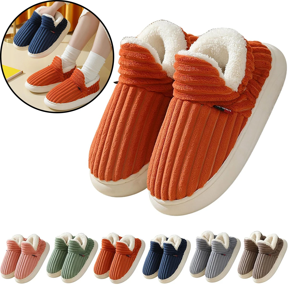 

Широкие плюшевые тапочки для женщин и мужчин — теплые нечеткие тапочки, уютная зимняя домашняя обувь для дома