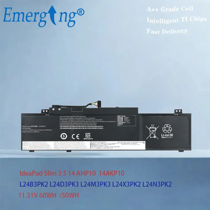 L24B3PK2 L24C3PK2 L24D3PK2 L24L3PK2 L24M3PK2 L24N3PK2 L24X3PK2  Battery For Lenovo IdeaPad   Slim 3 14 AHP10 Slim 5 14AKP10