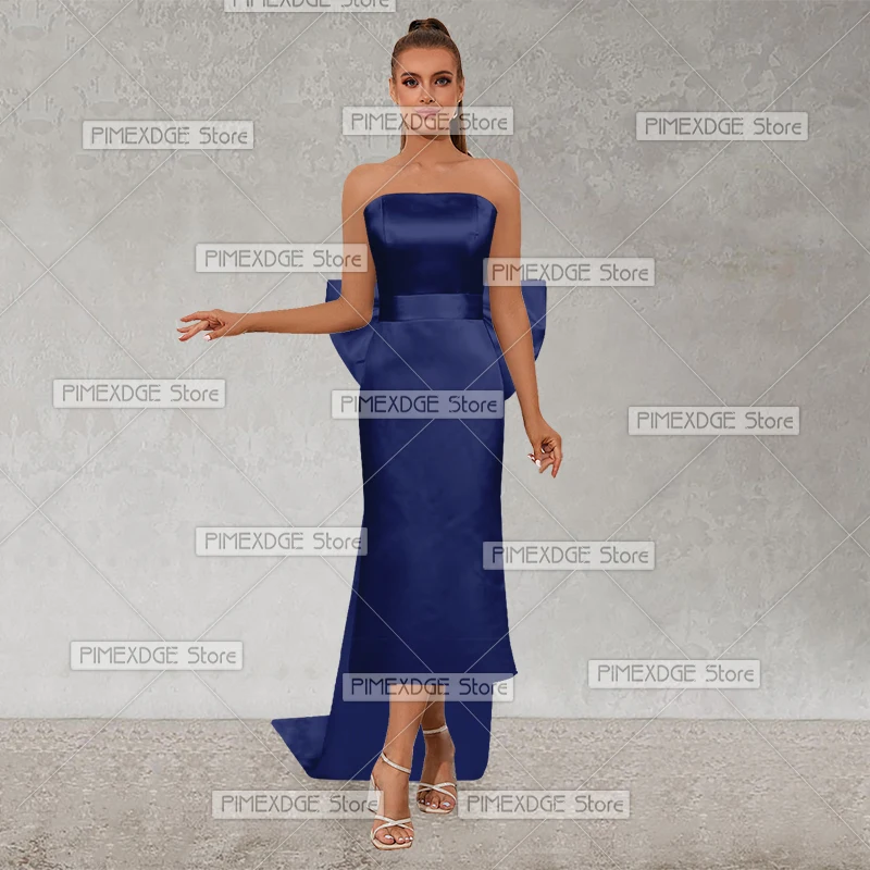 Sexy Wedding Dresses A-line Cold Shoulder Backless Slim Mid-Calf Dresses for Wedding Bridesmaid