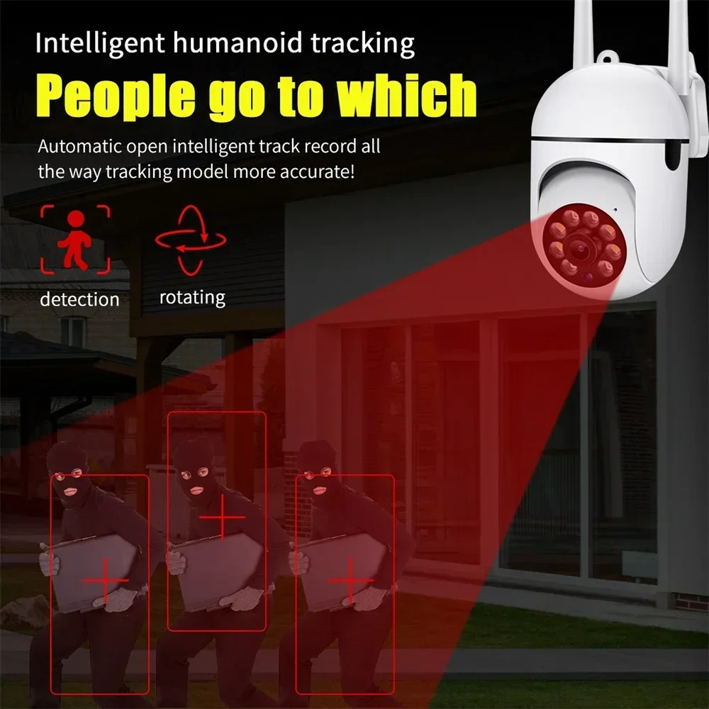 5MP PTZ Wifi IP Camera Outdoor Wireless Surveillance Cameras AI Human Tracking Two Way Audio 4X Zoom Color Night Vision Security