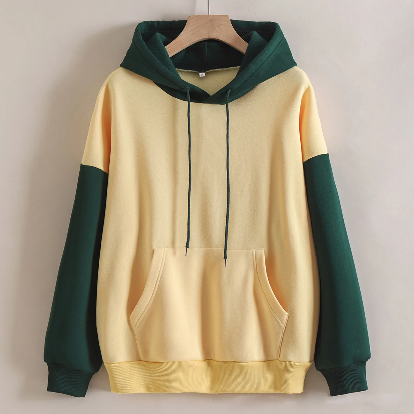 Hoodies Womens 2022 Autumn Long Sleeve Splice Solid Color Hooded Sweatshirt Oversized Pullovers Kpop Outfit Kawaii Female Hoodie