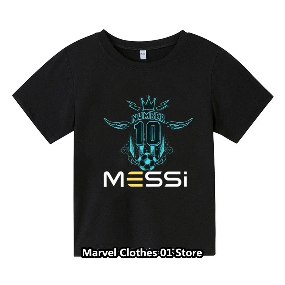 Messi head print children's clothing children's orange short-sleeved summer T-shirt boys and girls tops