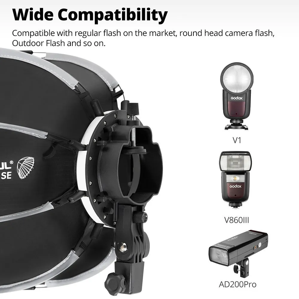 AMBITFUL 30cm PF30 SE 40cm PF40 SE Camera Flash Mini Softbox Portable Octagon Umbrella Softbox + Honeycomb Grid for V1 AD200PRO