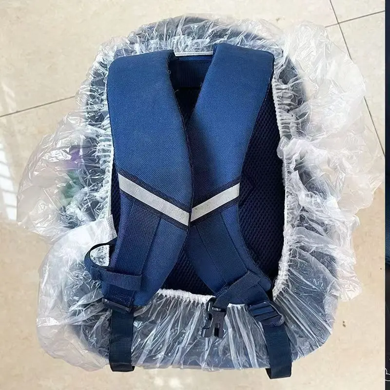 20 Pcs Transparent Disposable Rain Cover Travel Hike Backpack Protect Cover Waterproof Dust Thicken Student Schoolbag Rain Cover