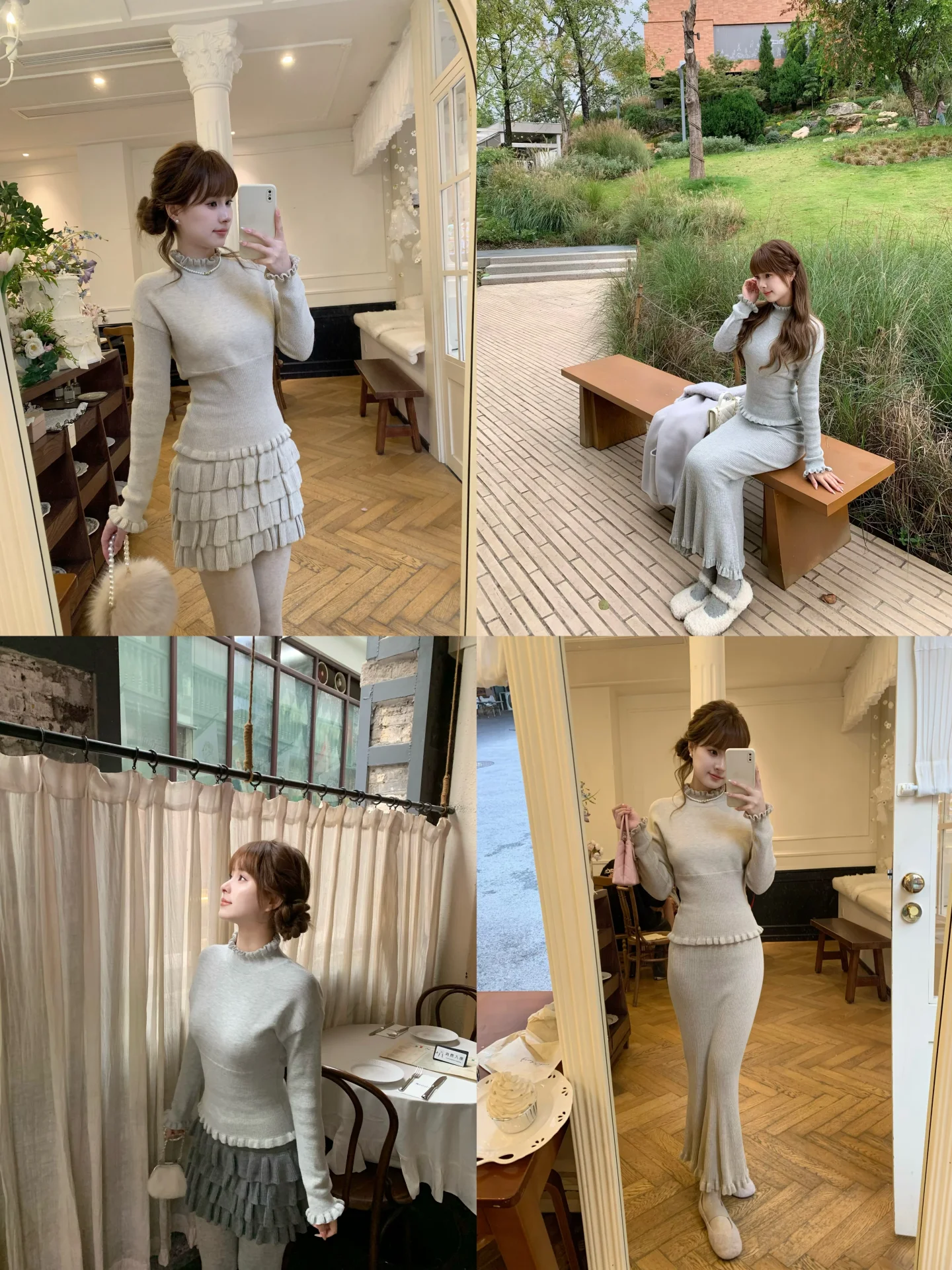 

Теплый шерстяной вязаный топ и юбка-русалка: комплект для женщин, модная базовая одежда, длинный рукав, стандартная длина