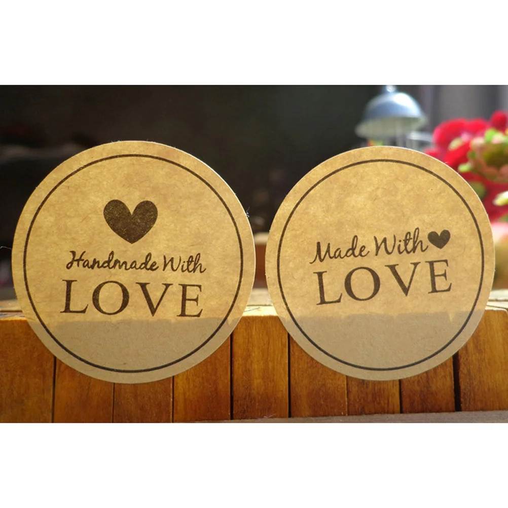 

12Pcs Round Kraft Paper Sealing Sticker for Gift Boxes Cookie Bag Baking Decoration Sealing Sticker
