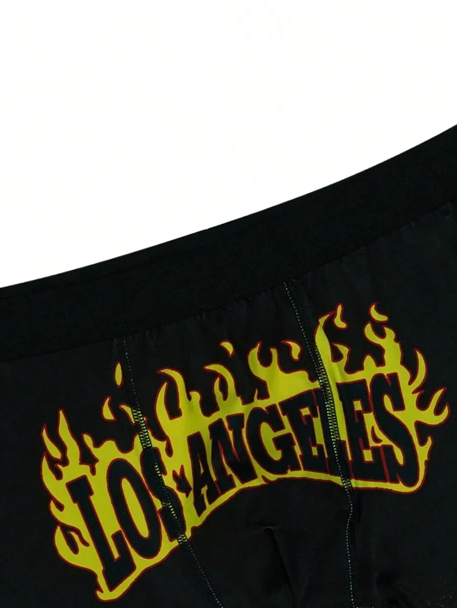 

Mens Flame Print Letter Boxer Briefs
