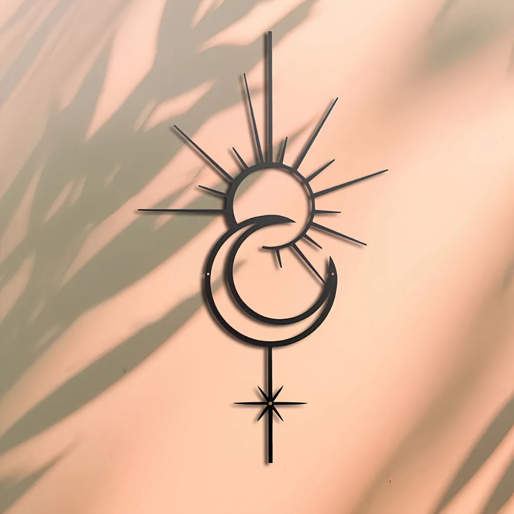CIFBUY Bohemian Iron Wall Art Sun Moon Metal Hanging Decor Halloween Handmade Celestial Starry Sky Ornament for Home Office Bedr